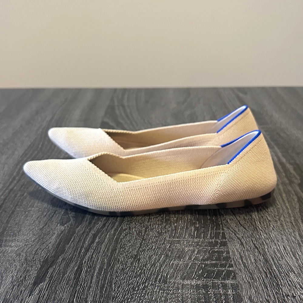 Rothy's Beige and Blue Pointed Toe Flats - Picture 3 of 8